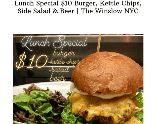 The Winslow Lunch Special Burger/Beer $10